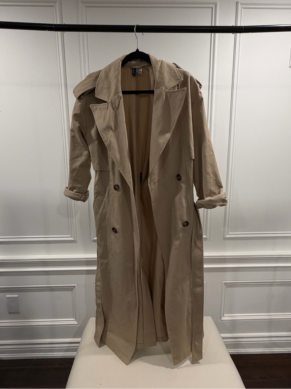 Beige Long Trench Coat - H&M